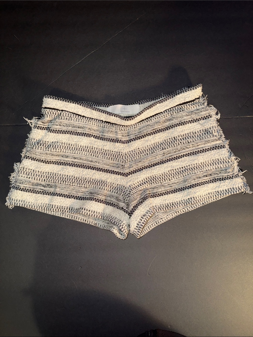 High-Waist Striped Knit Shorts in Cream & Black